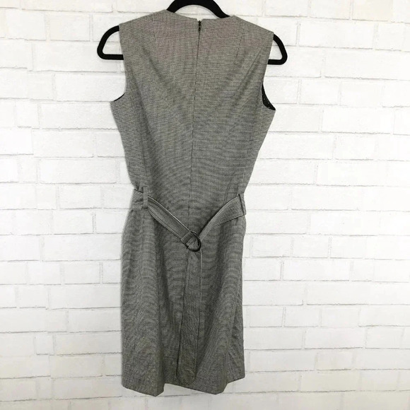 Akris Punto Gray Black White Glen Check Belted Professional Dress Women's Size 6 - Picture 4 of 10